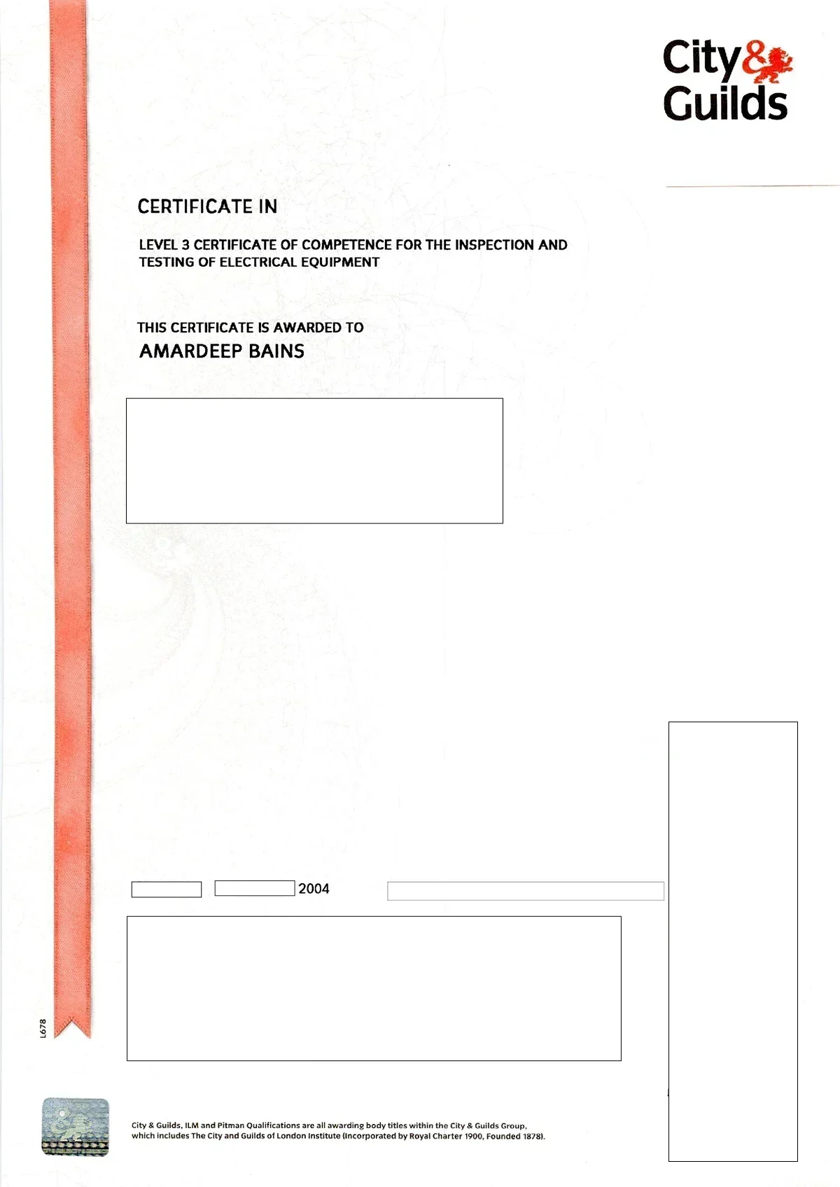 City & Guilds Level 3 Inspection & Testing electrical